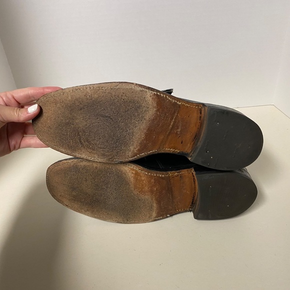 Florsheim Size 8.5 C Royal Imperial Monk Strap Buckle Shoes Black Smooth Leather - Picture 11 of 14